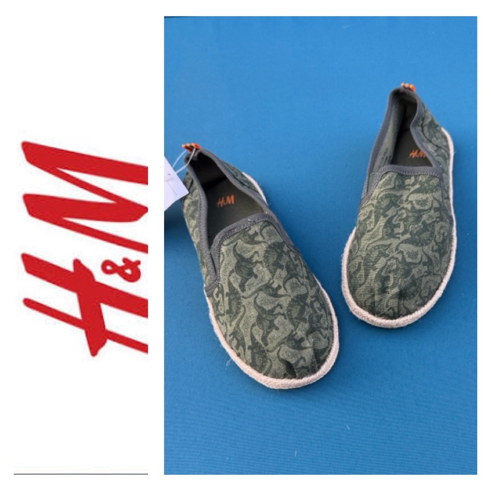 H&M Kids Espadrilles - Khaki green/Dinosaurs